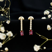 Load image into Gallery viewer, Lab Grown Ruby and Diamond Dangle Earrings For Women