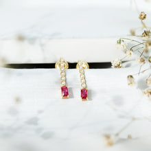 Load image into Gallery viewer, Lab Grown Ruby and Diamond Dangle Earrings For Women