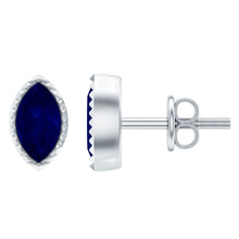 Load image into Gallery viewer, Natural 0.3 Carat Marquise Cut Blue Sapphire Earrings in Silver