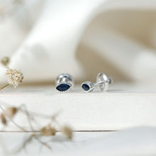 Load image into Gallery viewer, Natural 0.3 Carat Marquise Cut Blue Sapphire Earrings in Silver
