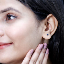 Load image into Gallery viewer, Natural 0.3 Carat Marquise Cut Blue Sapphire Earrings in Silver