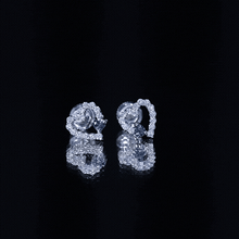 Load image into Gallery viewer, Certified London Blue Topaz and Diamond Heart Stud Earrings