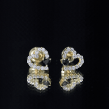 Load image into Gallery viewer, Lab Created Black and White Diamond Heart Stud Earrings in Silver