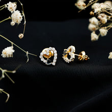 Load image into Gallery viewer, Lab Created Black and White Diamond Heart Stud Earrings in Silver