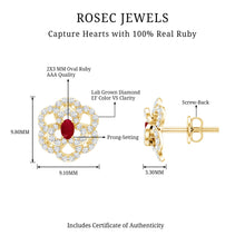 Load image into Gallery viewer, Certified Real Ruby Flower Stud Earrings with Diamonds
