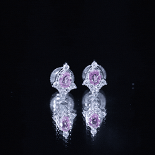 Load image into Gallery viewer, Sterling Silver Natural Pink Sapphire and Diamond Stud Earrings for Women