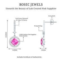 Load image into Gallery viewer, Lab Grown Pink Sapphire and Diamond Bridal Earrings in Silver