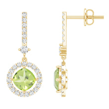 Load image into Gallery viewer, Genuine 1 Carat Peridot Dangle Earrings with Lab Diamond