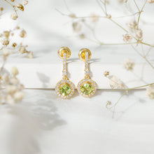 Load image into Gallery viewer, Genuine 1 Carat Peridot Dangle Earrings with Lab Diamond