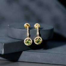 Load image into Gallery viewer, Genuine 1 Carat Peridot Dangle Earrings with Lab Diamond