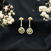 Load image into Gallery viewer, Genuine 1 Carat Peridot Dangle Earrings with Lab Diamond