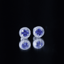 Load image into Gallery viewer, Natural 1.89 Carat Tanzanite and Diamond Stud Earrings For Women
