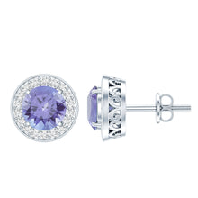 Load image into Gallery viewer, Natural 1.89 Carat Tanzanite and Diamond Stud Earrings For Women