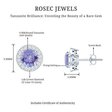 Load image into Gallery viewer, Natural 1.89 Carat Tanzanite and Diamond Stud Earrings For Women