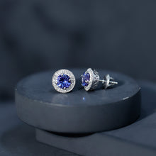 Load image into Gallery viewer, Natural 1.89 Carat Tanzanite and Diamond Stud Earrings For Women