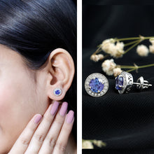 Load image into Gallery viewer, Natural 1.89 Carat Tanzanite and Diamond Stud Earrings For Women