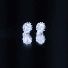 Load image into Gallery viewer, Genuine 2 Carat Moonstone and Diamond Halo Stud Earrings