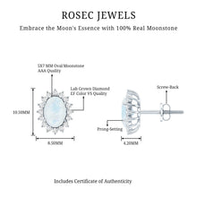 Load image into Gallery viewer, Genuine 2 Carat Moonstone and Diamond Halo Stud Earrings