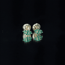 Load image into Gallery viewer, Lab Grown Emerald Stud Earrings in Yellow Gold Plated Silver