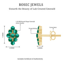 Load image into Gallery viewer, Lab Grown Emerald Stud Earrings in Yellow Gold Plated Silver