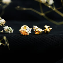 Load image into Gallery viewer, Bezel Set Citrine Marquise Stud Earrings with Diamonds