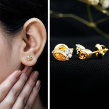 Load image into Gallery viewer, Bezel Set Citrine Marquise Stud Earrings with Diamonds