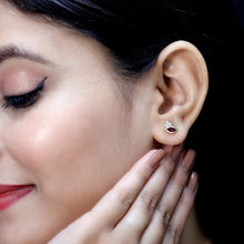 Load image into Gallery viewer, Bezel Set Rhodolite Garnet Stud Earrings with Diamonds