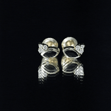 Load image into Gallery viewer, Marquise Cut Black Spinel Stud Earrings with Diamonds