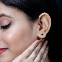 Load image into Gallery viewer, Marquise Cut Black Spinel Stud Earrings with Diamonds