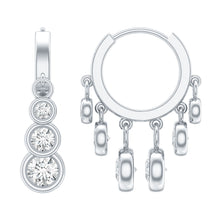 Load image into Gallery viewer, Certified Bezel Set Moissanite Hoop Dangle Earrings