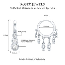 Load image into Gallery viewer, Certified Bezel Set Moissanite Hoop Dangle Earrings