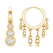 Load image into Gallery viewer, Certified Bezel Set Moissanite Hoop Dangle Earrings