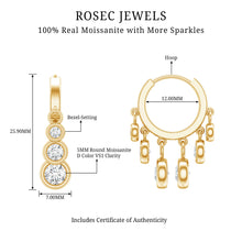 Load image into Gallery viewer, Bezel Set Moissanite Hinged Hoop Drop Earrings in Silver