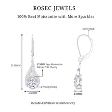 Load image into Gallery viewer, Certified Moissanite Teardrop Bridal Earrings with Leverback