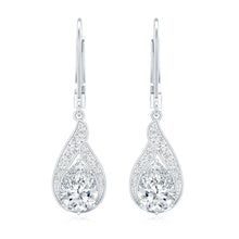Load image into Gallery viewer, Certified Moissanite Teardrop Bridal Earrings with Leverback