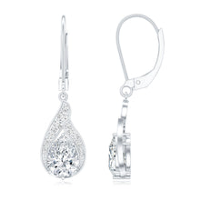 Load image into Gallery viewer, Certified Moissanite Teardrop Bridal Earrings with Leverback