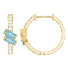 Load image into Gallery viewer, Natural Baguette Shape Sky Blue Topaz Diamond Hoop Earrings