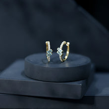 Load image into Gallery viewer, Natural Baguette Shape Sky Blue Topaz Diamond Hoop Earrings