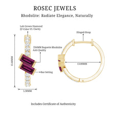 Load image into Gallery viewer, Rhodolite Garnet and Diamond Hoop Earrings in Gold Plated Silver