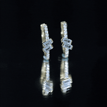 Load image into Gallery viewer, Natural Half Carat Aquamarine Hoop Earrings with Lab Diamond