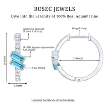 Load image into Gallery viewer, Natural Half Carat Aquamarine Hoop Earrings with Lab Diamond