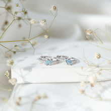 Load image into Gallery viewer, Natural Half Carat Aquamarine Hoop Earrings with Lab Diamond
