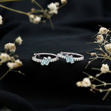Load image into Gallery viewer, Natural Half Carat Aquamarine Hoop Earrings with Lab Diamond