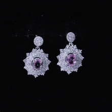 Load image into Gallery viewer, Genuine Pink Sapphire and Diamond Bridal Dangle Earrings