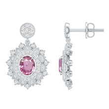 Load image into Gallery viewer, Genuine Pink Sapphire and Diamond Bridal Dangle Earrings