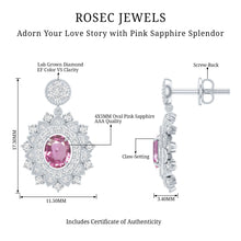 Load image into Gallery viewer, Genuine Pink Sapphire and Diamond Bridal Dangle Earrings
