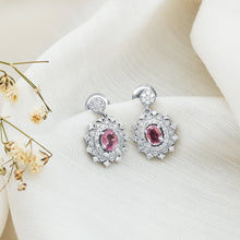 Load image into Gallery viewer, Genuine Pink Sapphire and Diamond Bridal Dangle Earrings