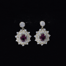 Load image into Gallery viewer, Real 0.8 Carat Rhodolite Drop Earrings with Lab Diamond for Women