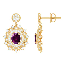 Load image into Gallery viewer, Real 0.8 Carat Rhodolite Drop Earrings with Lab Diamond for Women