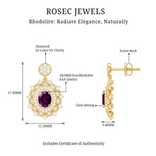 Load image into Gallery viewer, Real 0.8 Carat Rhodolite Drop Earrings with Lab Diamond for Women